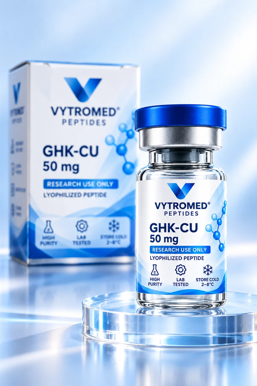 VYTROMED GHK-Cu 50 mg vial in front of its box
